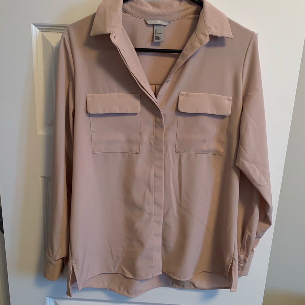 H&M Blush Pink Button-Front Blouse